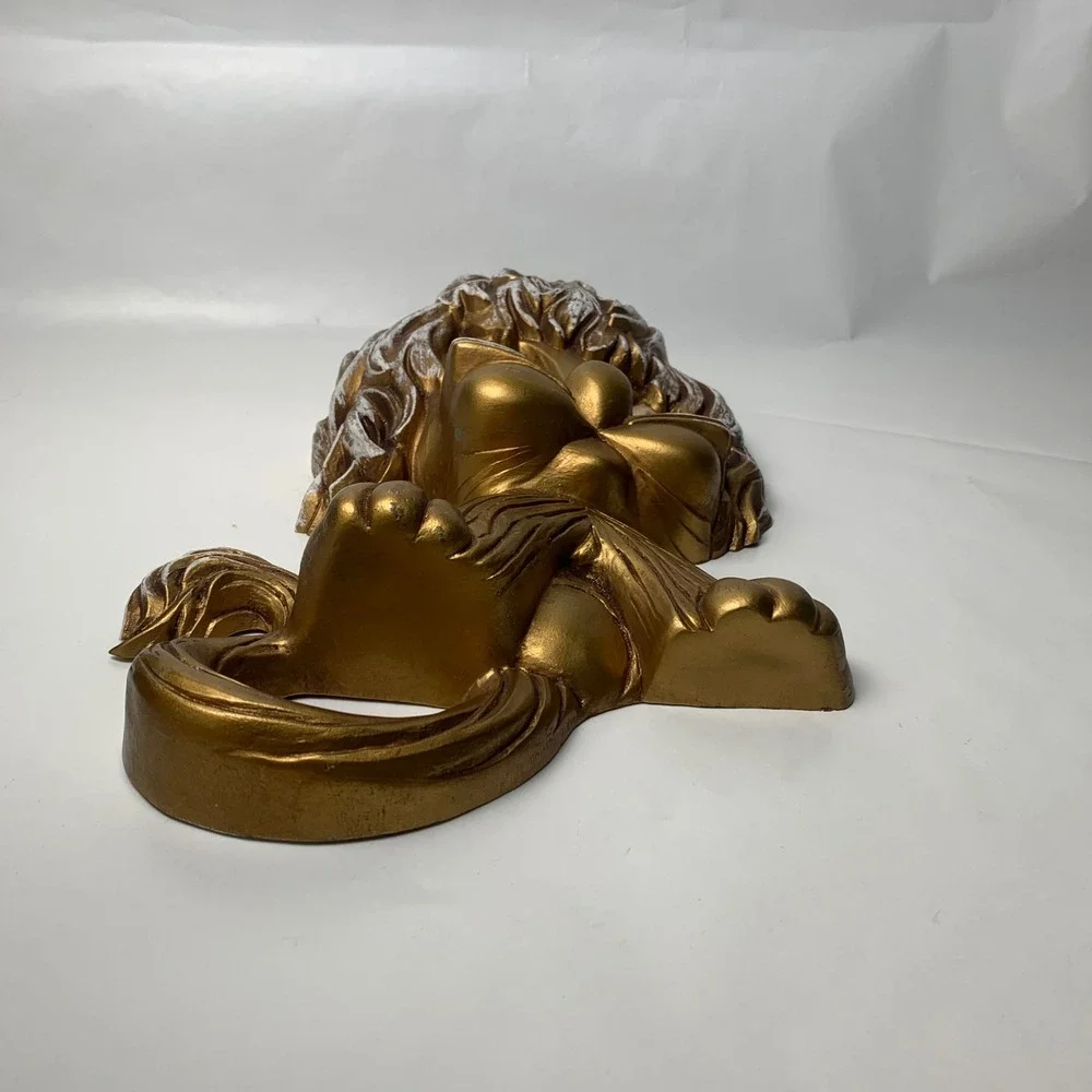 Vintage 1975 Homco Lion Wall Plaques Gold Pair Universal Statuary Corp 7375 7376